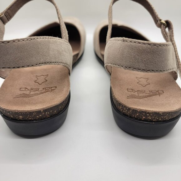 Dansko Rowan Suede Ankle Strap Clogs Beige Sparkle Leather Size 38 Comfort Shoes - Picture 8 of 16